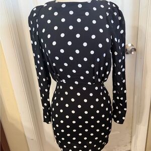 H&M Black and White Polka Dot Long Sleeve Dress